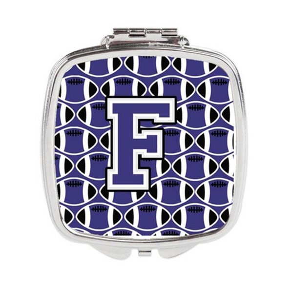 Carolines Treasures Letter F Football Purple and White Compact Mirror CJ1068-FSCM